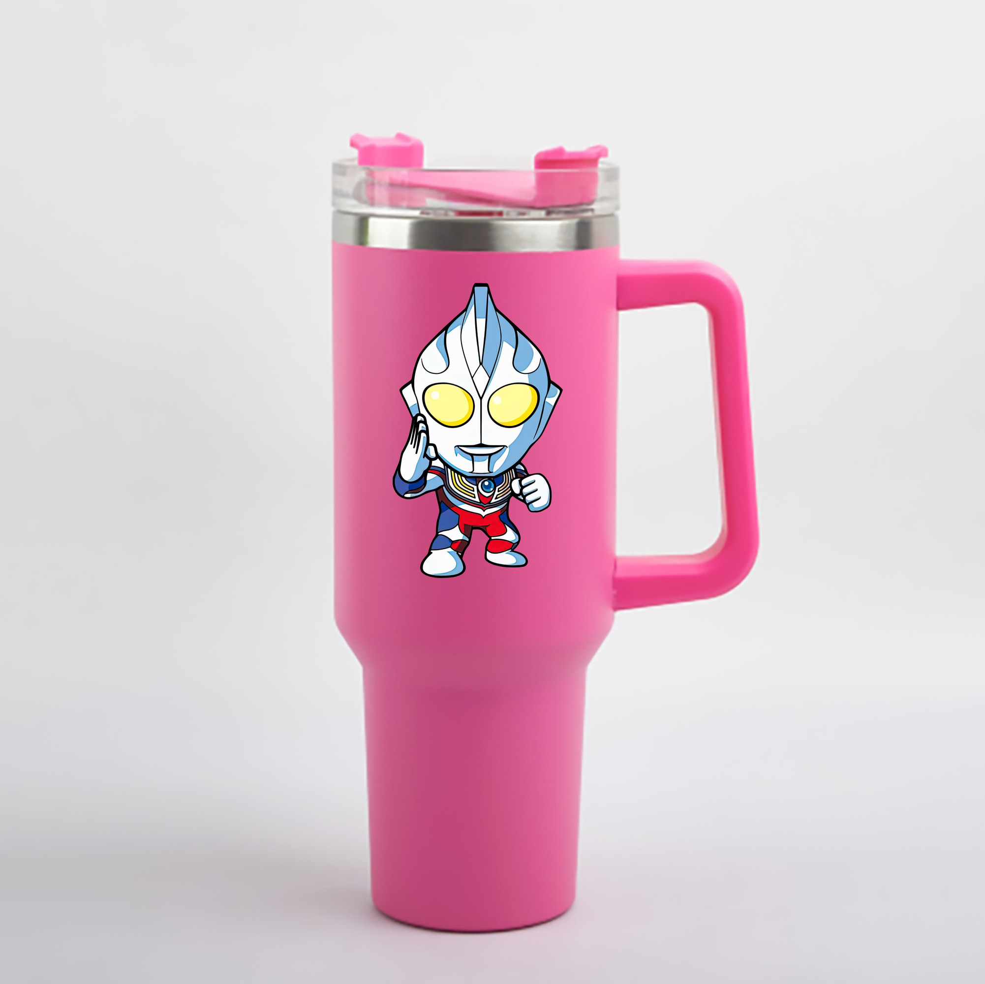 （画像用） ウルトラマン Ultraman 1200mL車用タンブラー - クリスタルステッカー（プラスチックストロー付き）